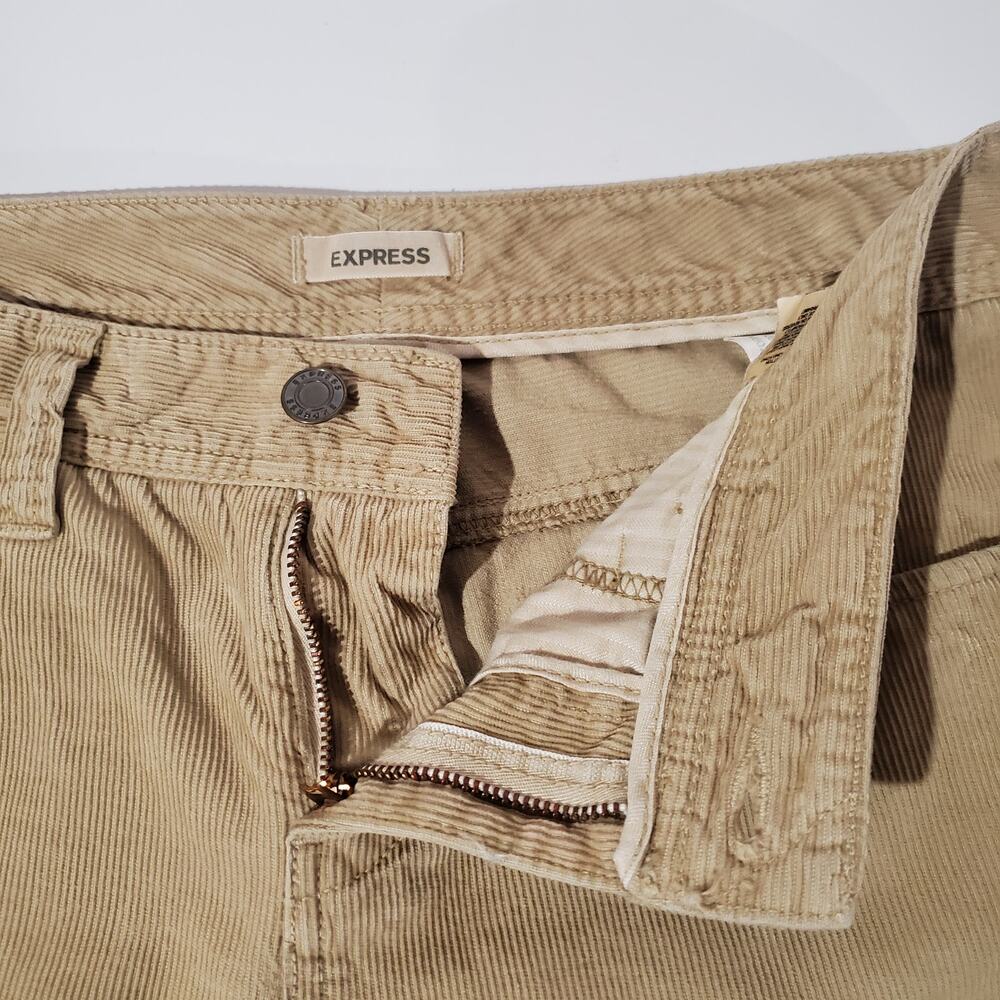 Express VTG Y2K Corduroy Bootcut Pants Womens Size 4 Mid Rise Tan Beige Cotton - Picture 5 of 9
